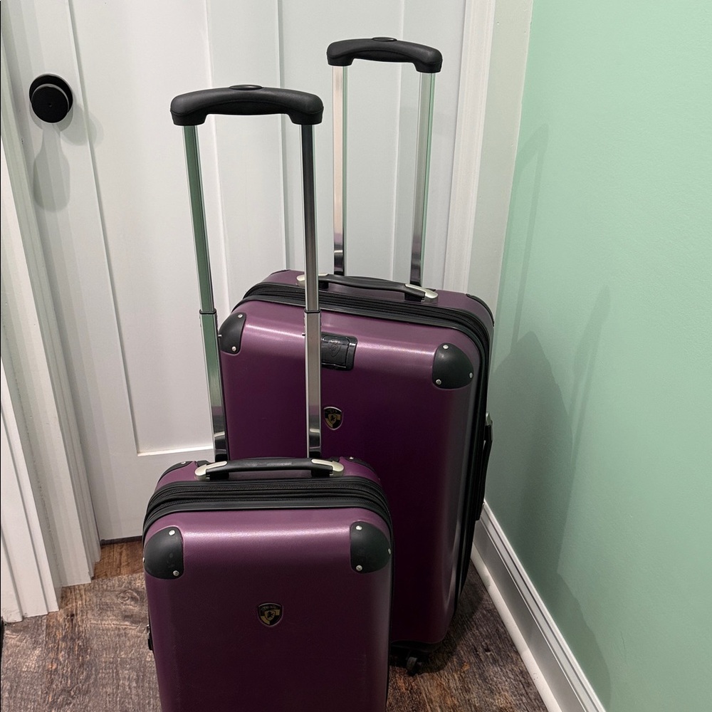 2 Piece Set Of Heys Hardside Spinner Luggage In Purple. Carry On And Checked Bag - Picture 9 of 16